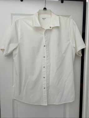 ZELOS Men’s Short Sleeve Button-Down Shirt in White